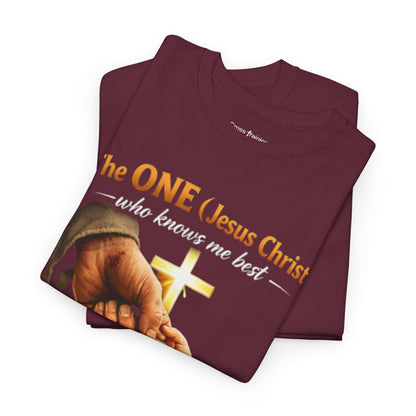 Christian T-Shirt — "The ONE (Jesus Christ)" Cross & Romans 5:8 Inspirational Tee