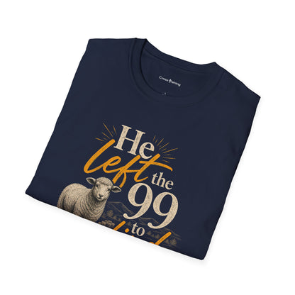 He Left the 99 T-Shirt — Christian Shepherd & Lamb Faith Tee