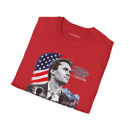 Charlie Kirk Tribute T-Shirt — "Well done, good and faithful servant" Matthew 25:21