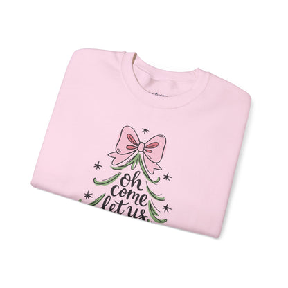 Christmas Tree Sweatshirt – “Oh Come Let Us Adore Him” Holiday Crewneck