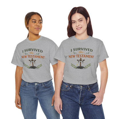 I Survived the New Testament T-Shirt — Christian Faith Cross Tee
