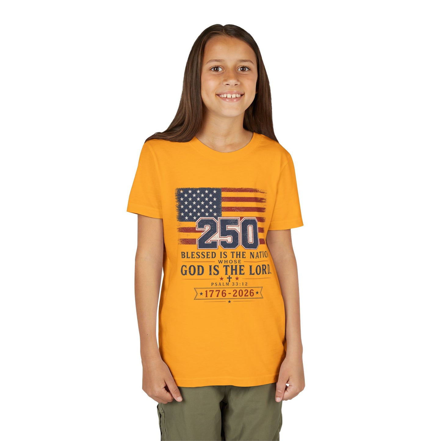Youth Tee — 250th USA Celebration "Blessed Is the Nation" Patriotic T‑Shirt (1776–2026)