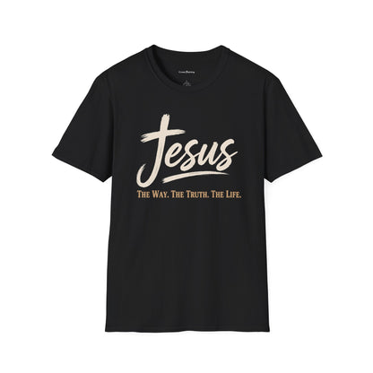 Jesus Script T‑Shirt — 'Jesus: The Way. The Truth. The Life.' Christian Faith Tee