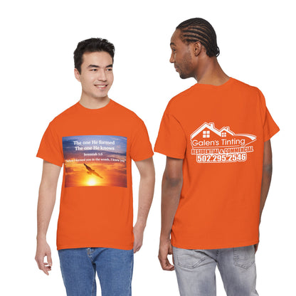 Christian Sunset T-Shirt — "Before I Formed You I Knew You" Scripture Tee