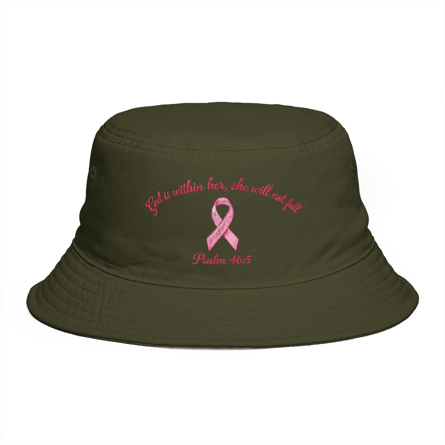 Bucket Hat — Psalm 46:5 Faith Ribbon Bucket Hat (God Is Within Her)