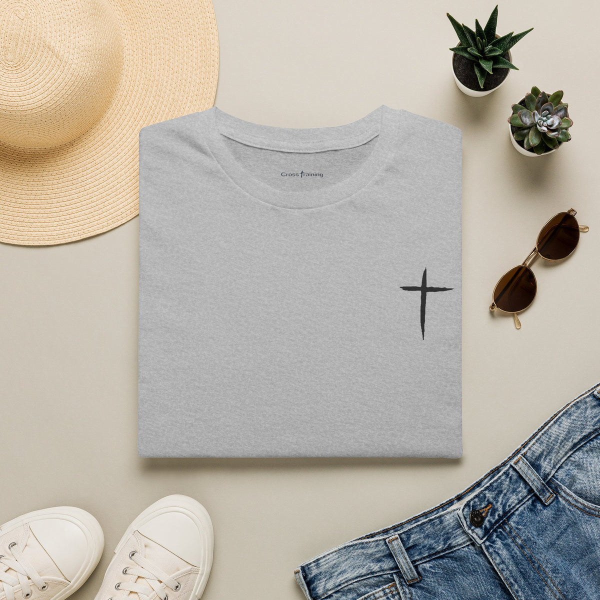 Minimal Cross T-Shirt – Small Chest Christian Cross Tee