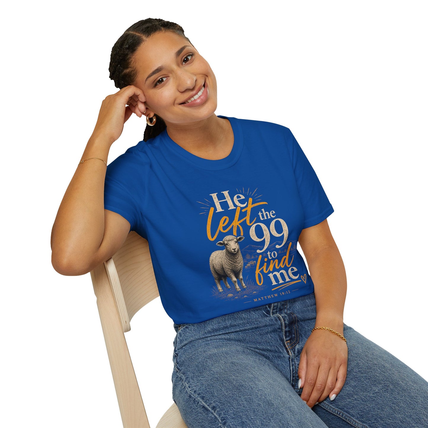 He Left the 99 T-Shirt — Christian Shepherd & Lamb Faith Tee