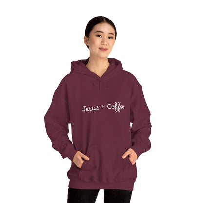 Jesus + Coffee Unisex Heavy Blend Hoodie, Inspirational Sweatshirt, Cozy Gift for Coffee Lovers, Faith-Based Apparel, Christian Hoodie