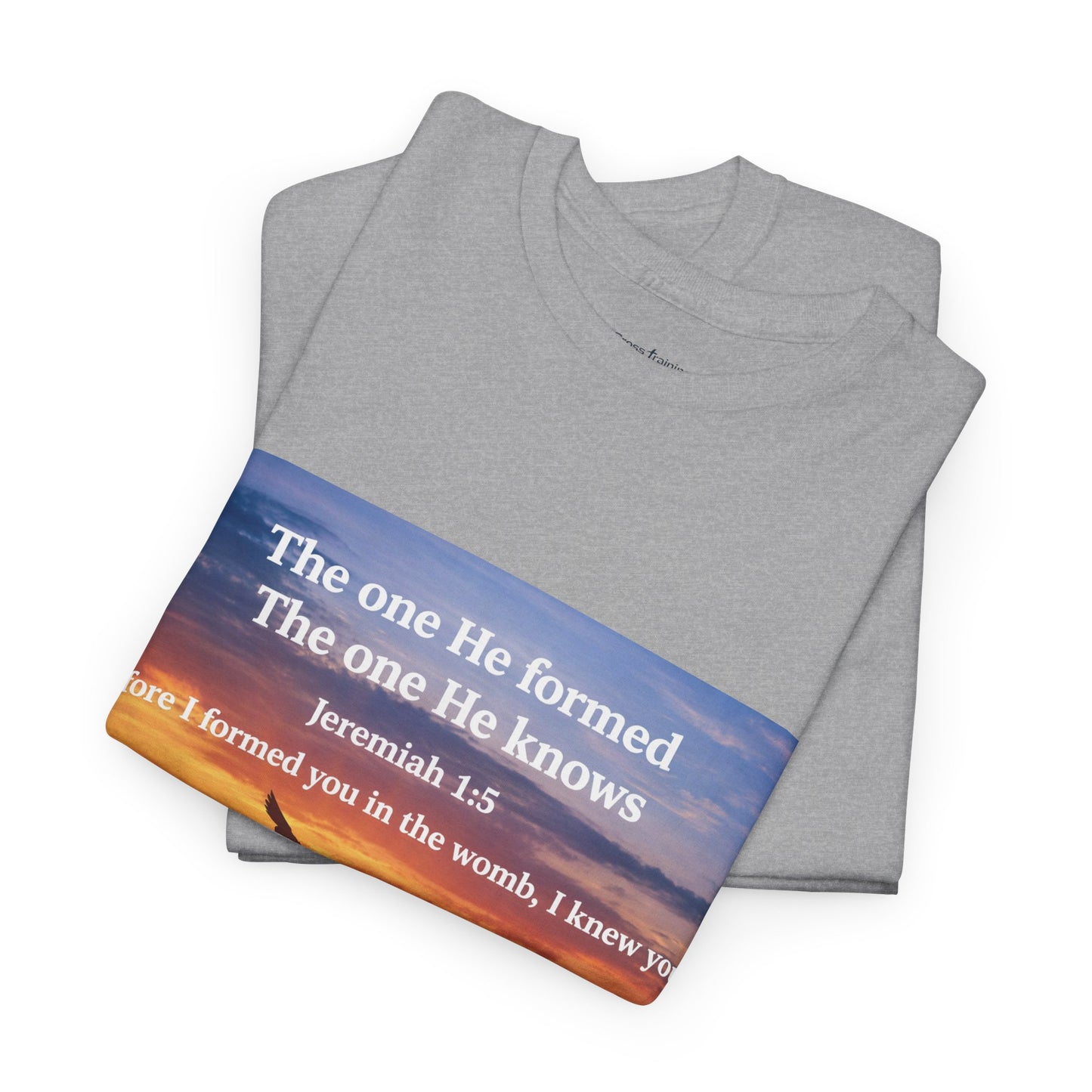 Christian Sunset T-Shirt — "Before I Formed You I Knew You" Scripture Tee