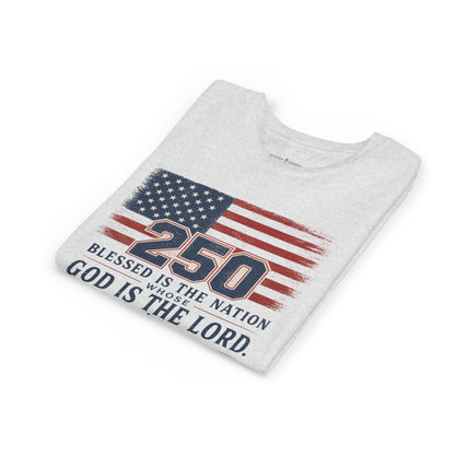 Youth Tee — 250th USA Celebration "Blessed Is the Nation" Patriotic T‑Shirt (1776–2026)