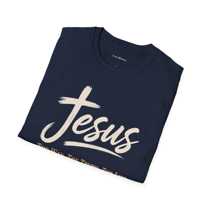 Jesus Script T‑Shirt — 'Jesus: The Way. The Truth. The Life.' Christian Faith Tee