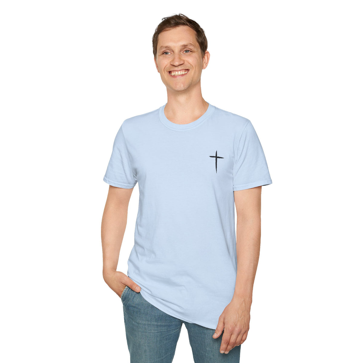 Minimal Cross T-Shirt – Small Chest Christian Cross Tee