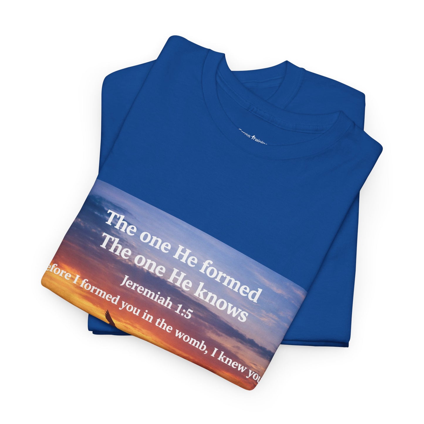 Christian Sunset T-Shirt — "Before I Formed You I Knew You" Scripture Tee