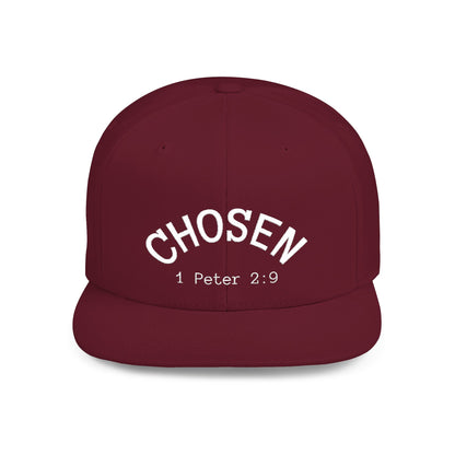 Chosen Flat Bill Snapback Hat, Inspirational Cap for Everyday Wear, Stylish Gift for Teens, Faith-Based Accessory, Summer Style