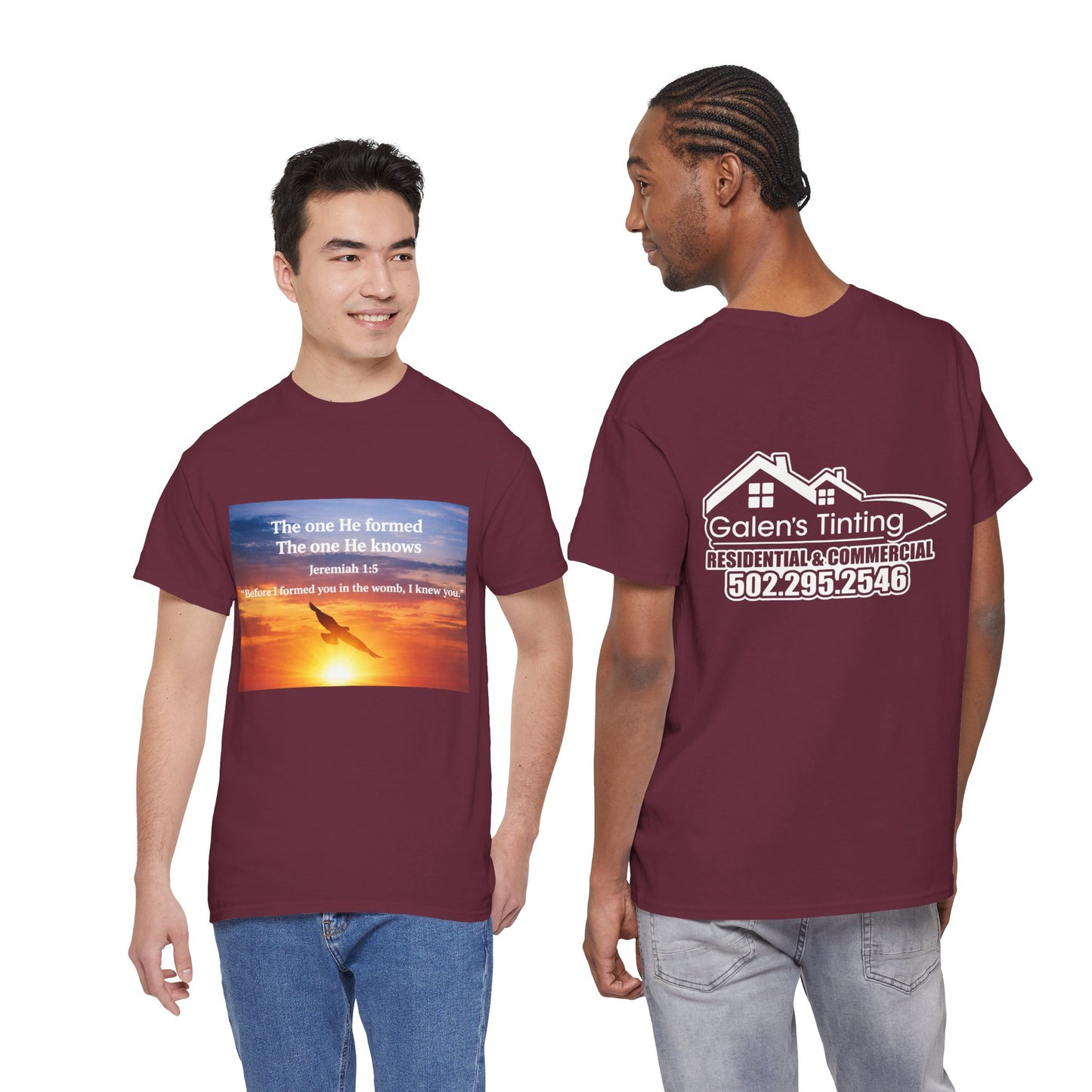 Christian Sunset T-Shirt — "Before I Formed You I Knew You" Scripture Tee