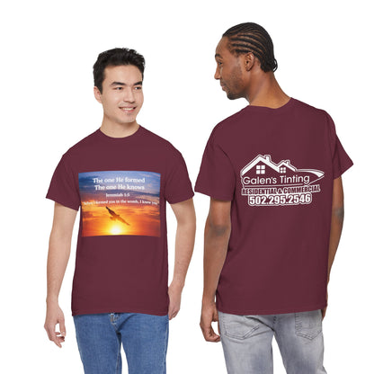 Christian Sunset T-Shirt — "Before I Formed You I Knew You" Scripture Tee