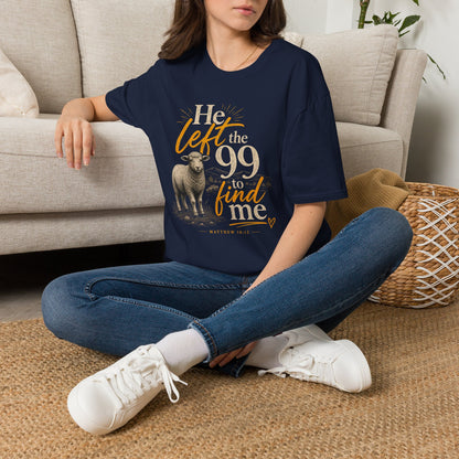 He Left the 99 T-Shirt — Christian Shepherd & Lamb Faith Tee