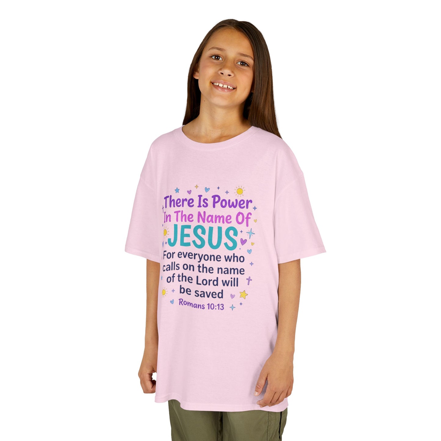 Kids T-Shirt - "There Is Power In The Name Of Jesus" Romans 10:13 Christian Tee