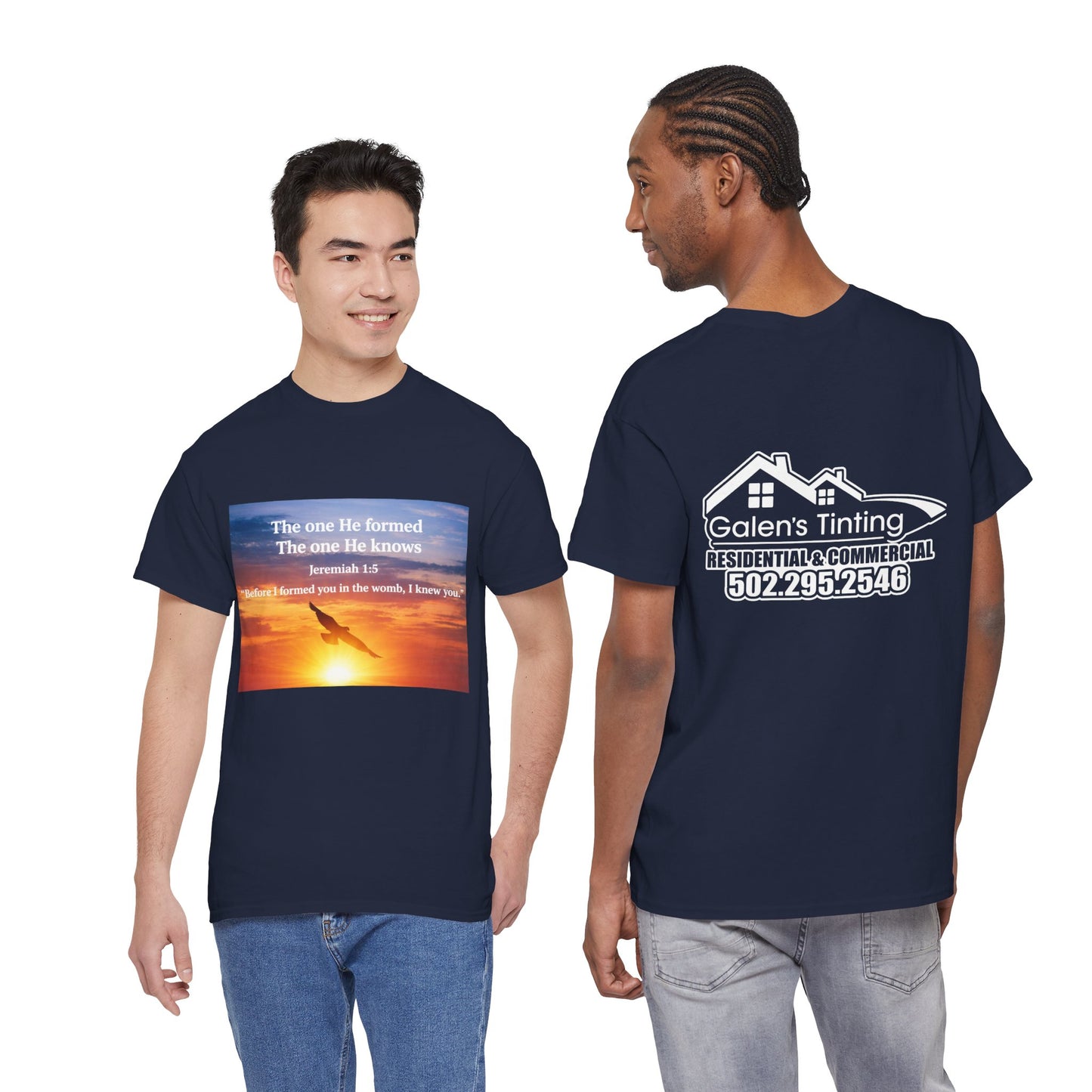 Christian Sunset T-Shirt — "Before I Formed You I Knew You" Scripture Tee