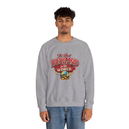 Crewneck Sweatshirt — "The Best Husband in the World" Vintage Globe Gift