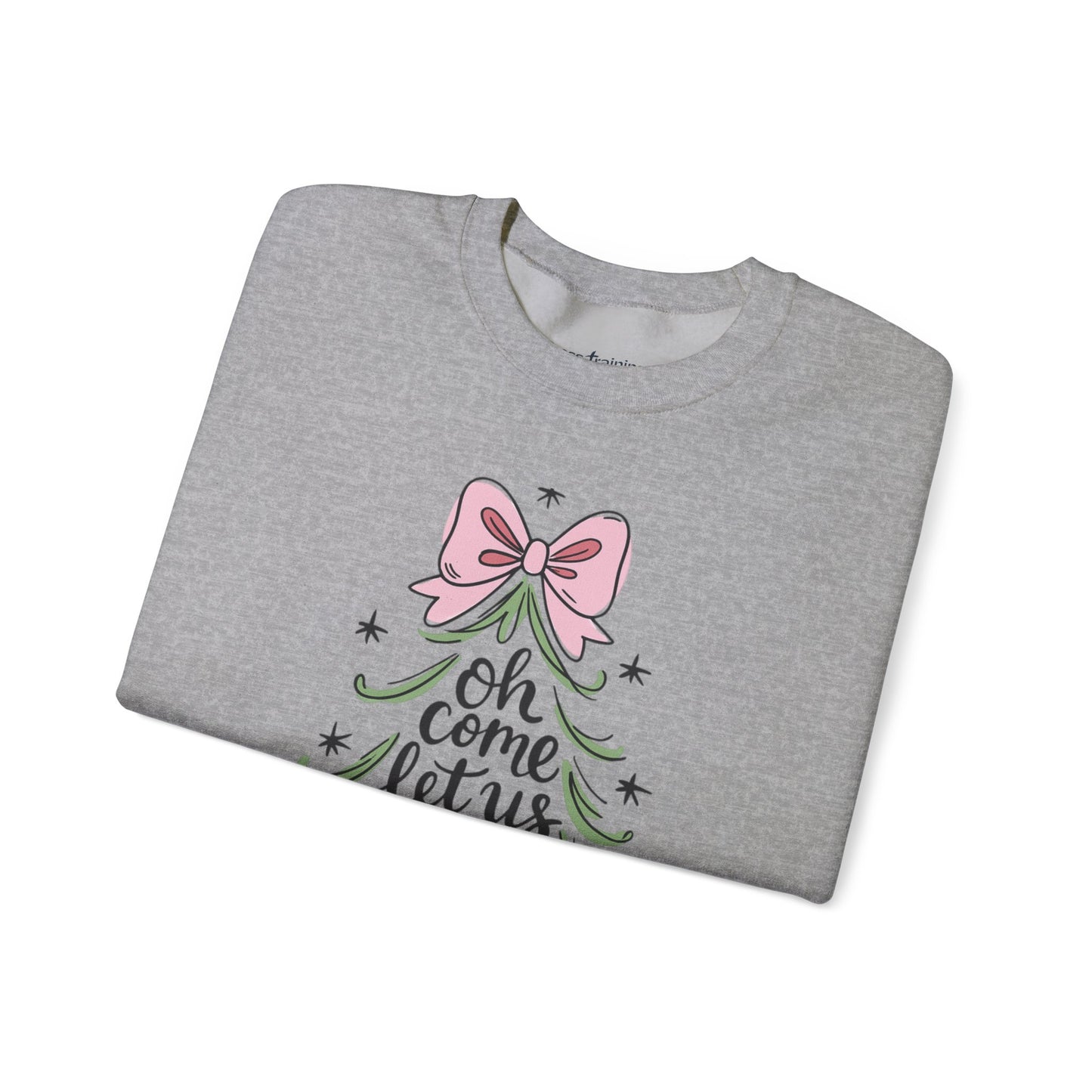 Christmas Tree Sweatshirt – “Oh Come Let Us Adore Him” Holiday Crewneck