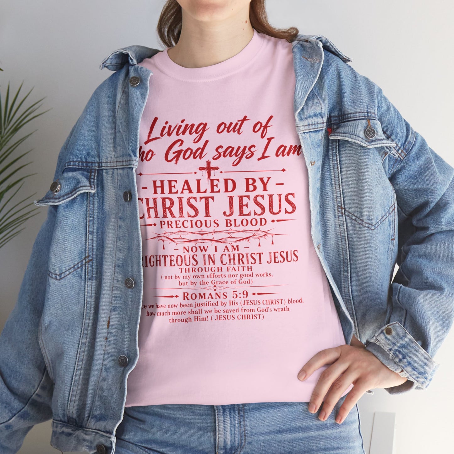 Christian Faith T-Shirt — "Living Out of Who God Says I Am" Inspirational Tee