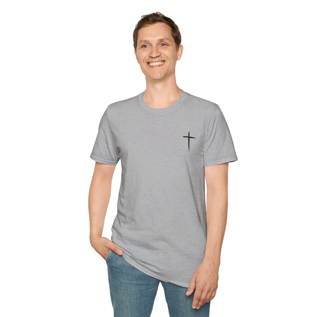 Minimal Cross T-Shirt – Small Chest Christian Cross Tee