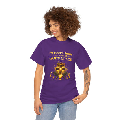 God’s Grace Tee — "I’m Playing Today Because of God’s Grace" Christian T-Shirt (Ephesians 2:8-10)