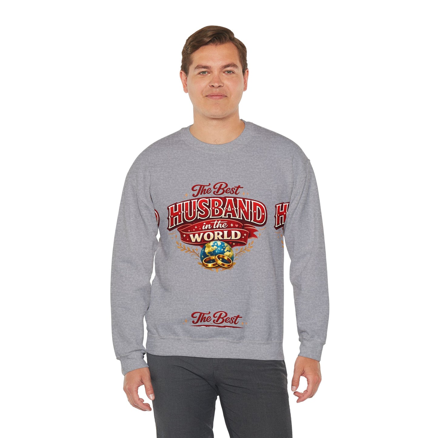 Crewneck Sweatshirt — "The Best Husband in the World" Vintage Globe Gift