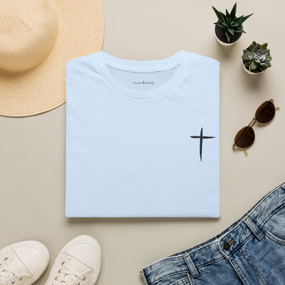 Minimal Cross T-Shirt – Small Chest Christian Cross Tee
