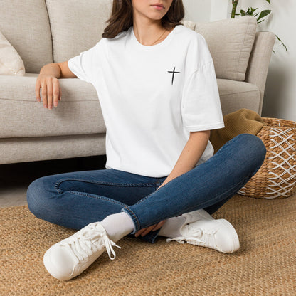 Minimal Cross T-Shirt – Small Chest Christian Cross Tee