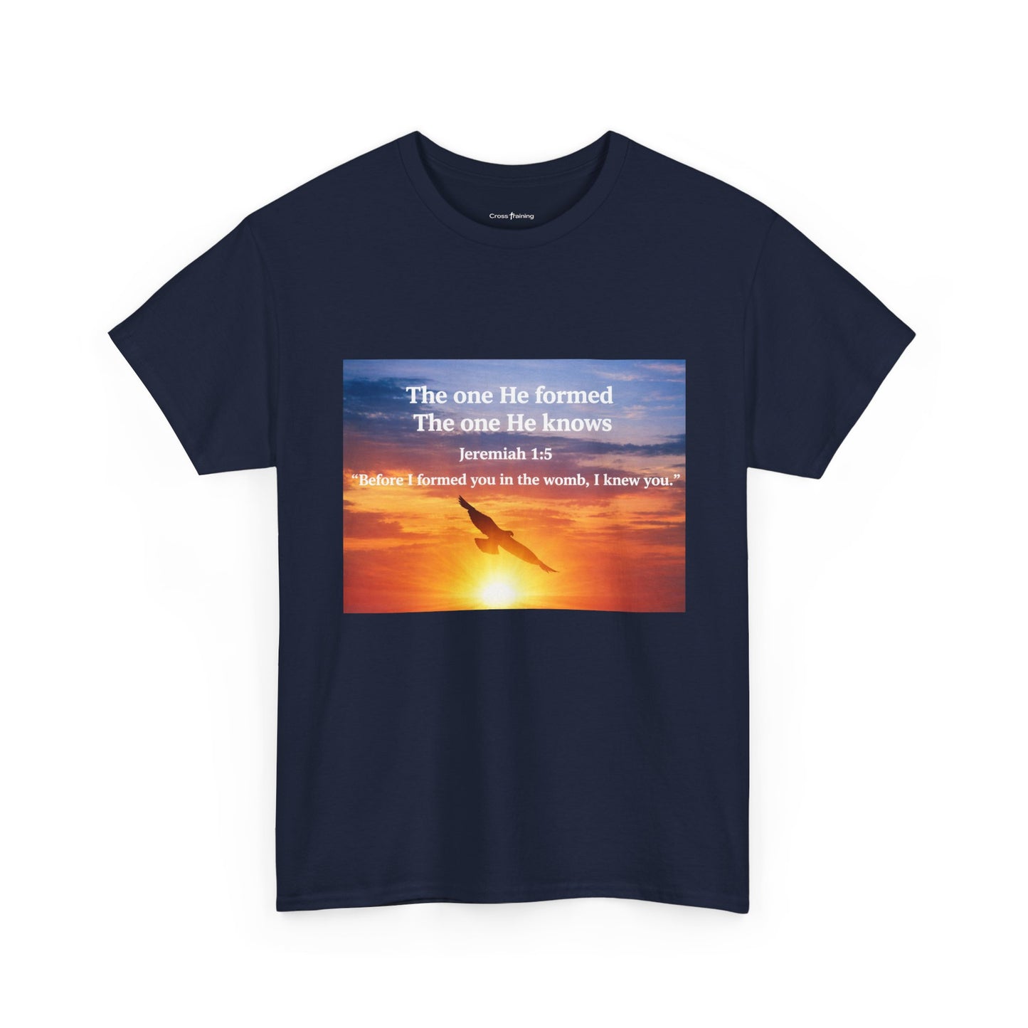 Christian Sunset T-Shirt — "Before I Formed You I Knew You" Scripture Tee