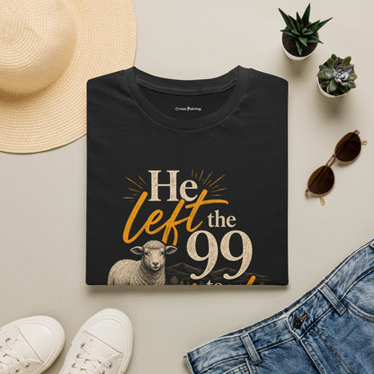 He Left the 99 T-Shirt — Christian Shepherd & Lamb Faith Tee