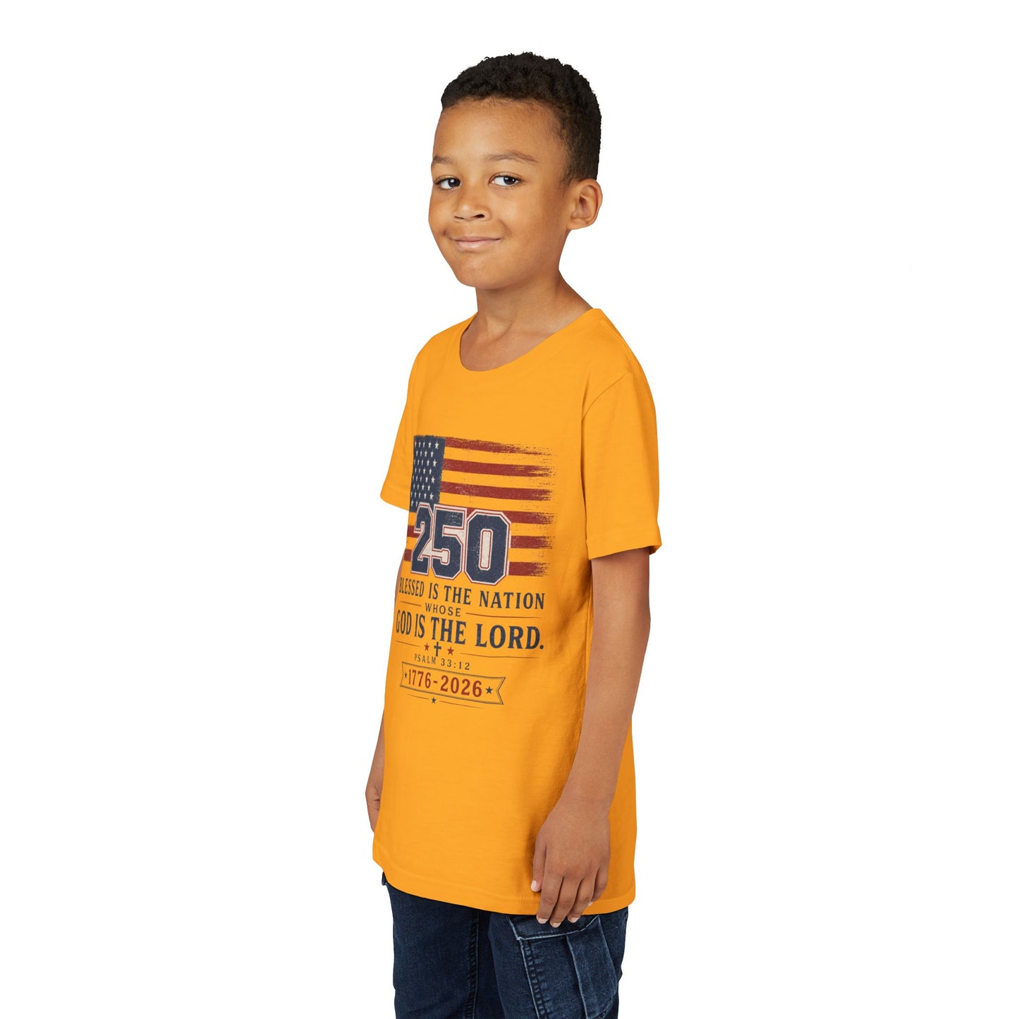 Youth Tee — 250th USA Celebration "Blessed Is the Nation" Patriotic T‑Shirt (1776–2026)