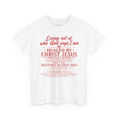 Christian Faith T-Shirt — "Living Out of Who God Says I Am" Inspirational Tee