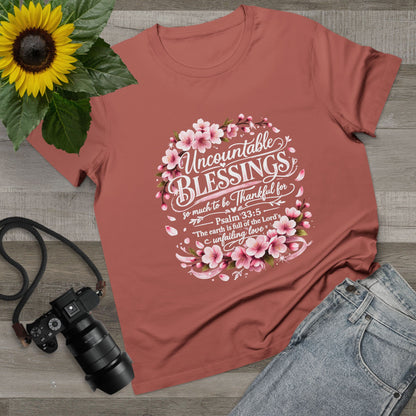 Uncountable Blessings Women’s Tee – Floral Psalm 33:5 Inspirational Shirt