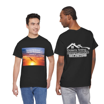 Christian Sunset T-Shirt — "Before I Formed You I Knew You" Scripture Tee