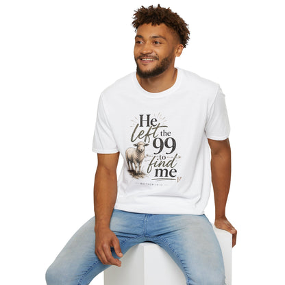 He Left the 99 T-Shirt — Christian Shepherd & Lamb Faith Tee