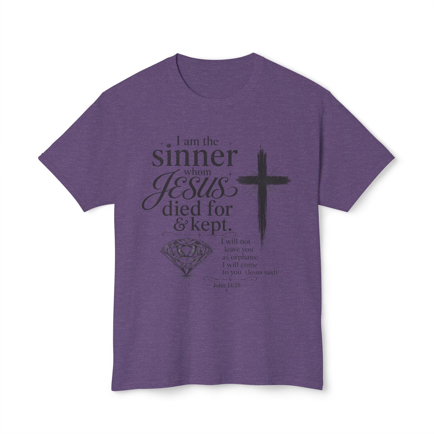 Christian Faith T-Shirt — "I am the sinner whom Jesus died for & kept" Pink Tee