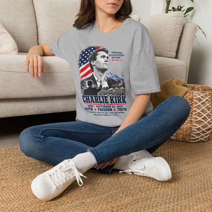 Charlie Kirk Tribute T-Shirt — "Well done, good and faithful servant" Matthew 25:21