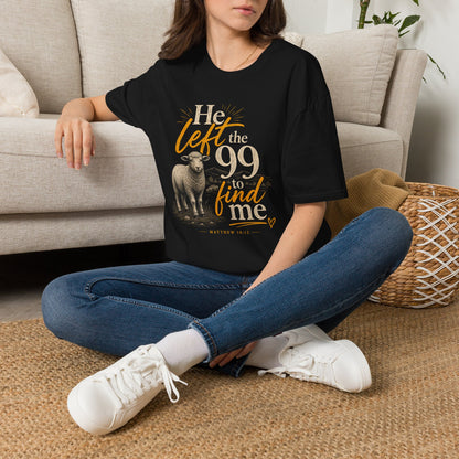 He Left the 99 T-Shirt — Christian Shepherd & Lamb Faith Tee