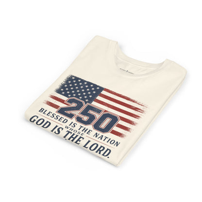 Youth Tee — 250th USA Celebration "Blessed Is the Nation" Patriotic T‑Shirt (1776–2026)