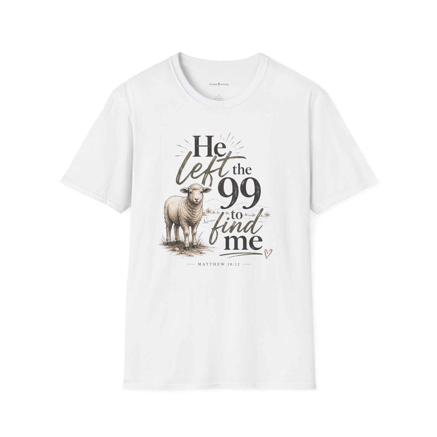 He Left the 99 T-Shirt — Christian Shepherd & Lamb Faith Tee