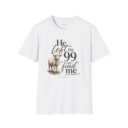 He Left the 99 T-Shirt — Christian Shepherd & Lamb Faith Tee