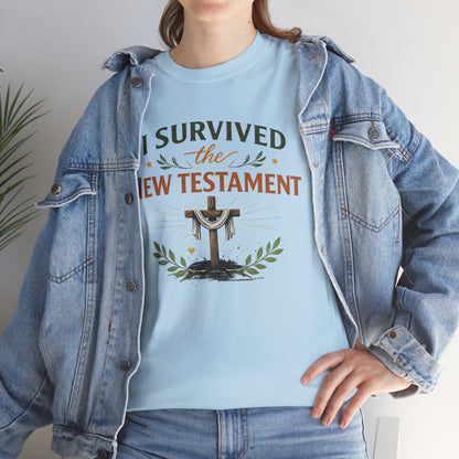 I Survived the New Testament T-Shirt — Christian Faith Cross Tee