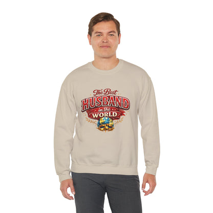 Crewneck Sweatshirt — "The Best Husband in the World" Vintage Globe Gift