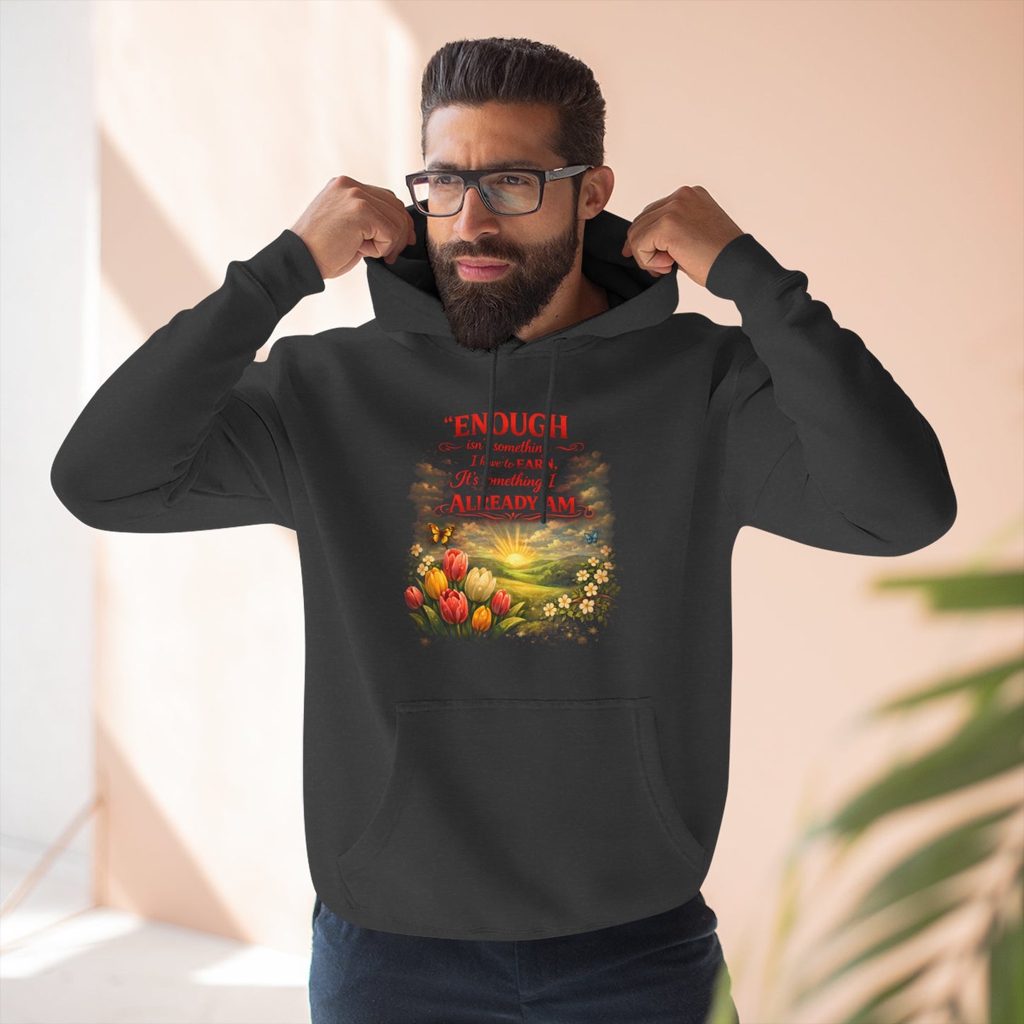 Christian Hoodie — Spiritual Scripture Floral Design ("Even Before He Made the World")