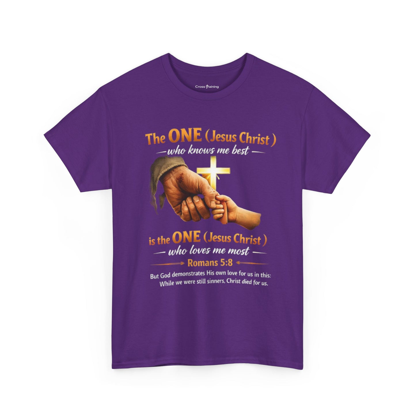 Christian T-Shirt — "The ONE (Jesus Christ)" Cross & Romans 5:8 Inspirational Tee