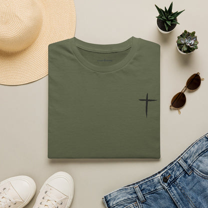 Minimal Cross T-Shirt – Small Chest Christian Cross Tee
