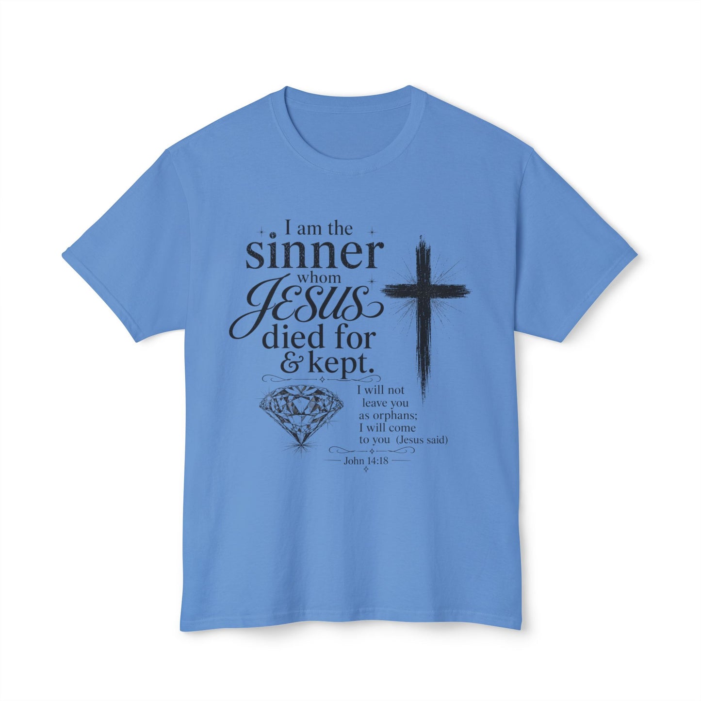 Christian Faith T-Shirt — "I am the sinner whom Jesus died for & kept" Pink Tee